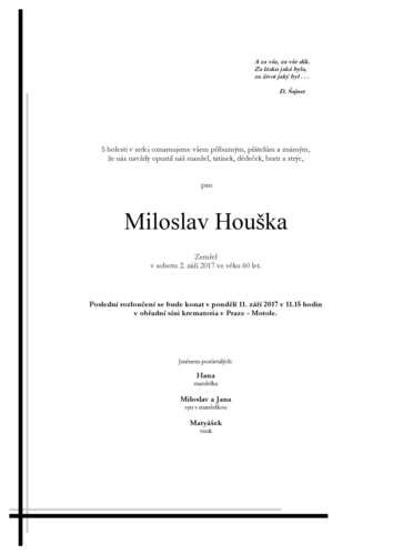 2017-09-02  Miloslav Houška